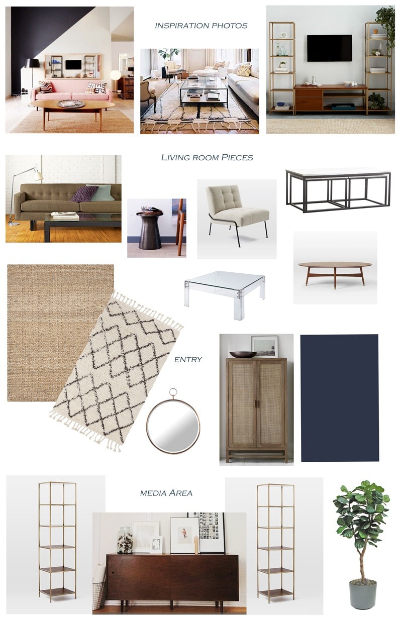 Digital design board with my recommended selections for the space.