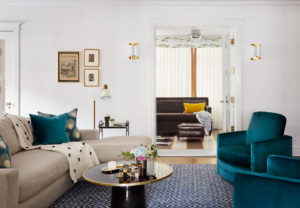 modern living room teal velvet chairs