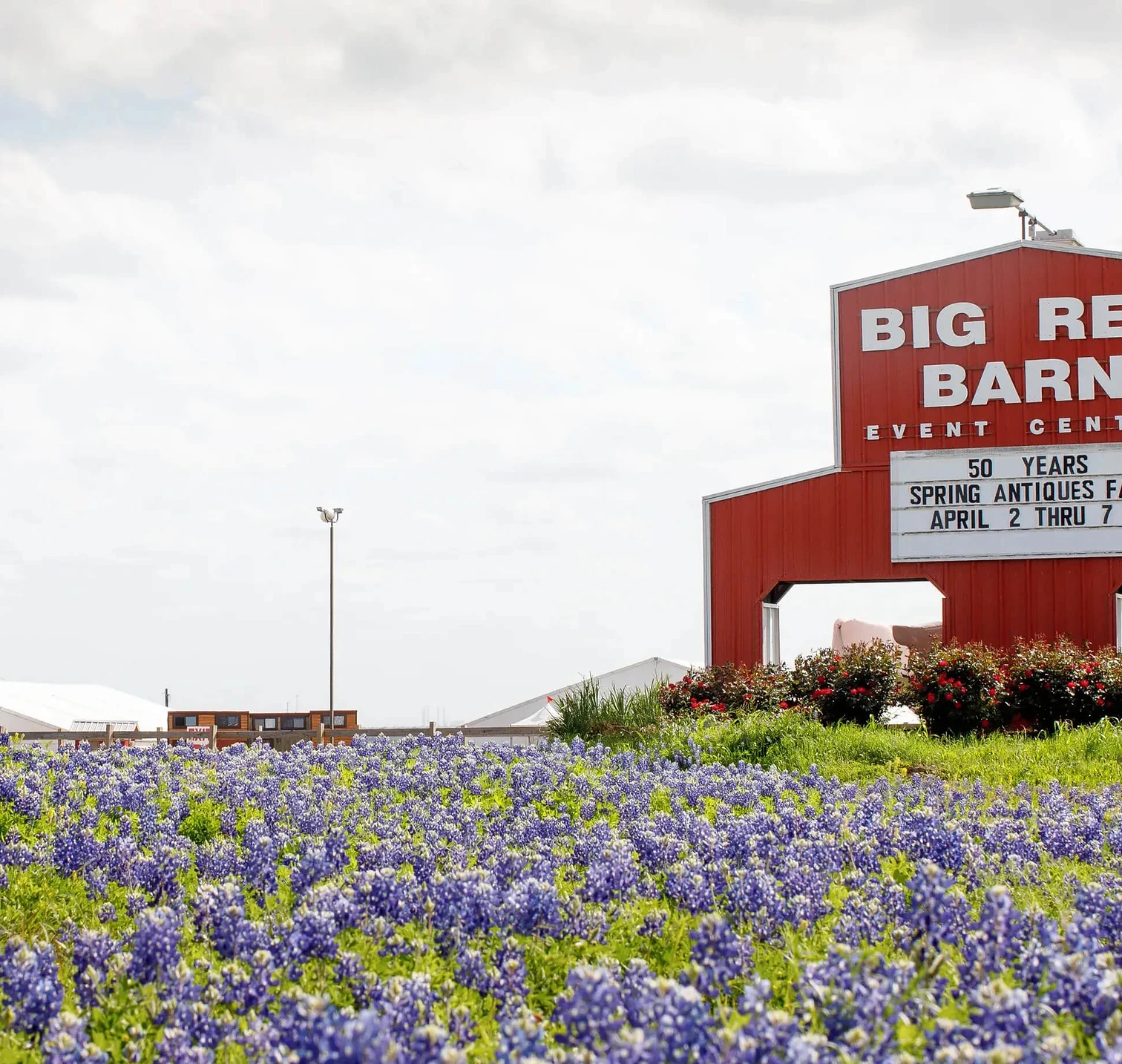 Big red barn at Round Top Antiques Fair
